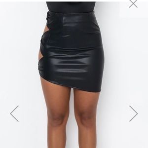 Leather Cut Out Mini Skirt